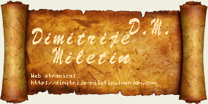 Dimitrije Miletin vizit kartica